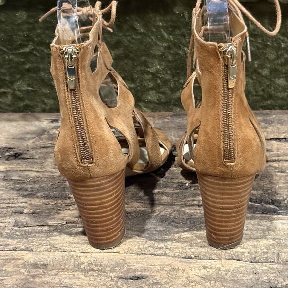 Marc Fisher Paradox Suede Lace-up Gladiator Block Heel Sandals Size 7.5M - Picture 4 of 12